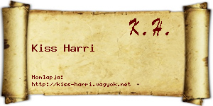 Kiss Harri névjegykártya